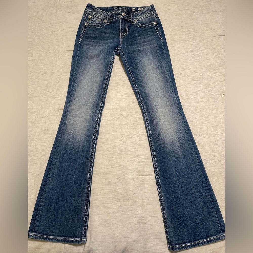Miss Me Blue Flare Wide Leg Jeans - Chloe Boot